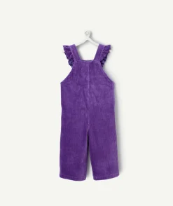 Salopette bébé fille en fibres recyclées violette avec volants