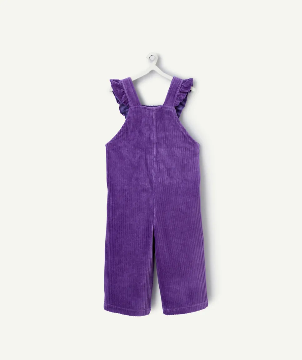 Salopette bébé fille en fibres recyclées violette avec volants