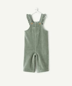 Salopette bébé fille en velours vert