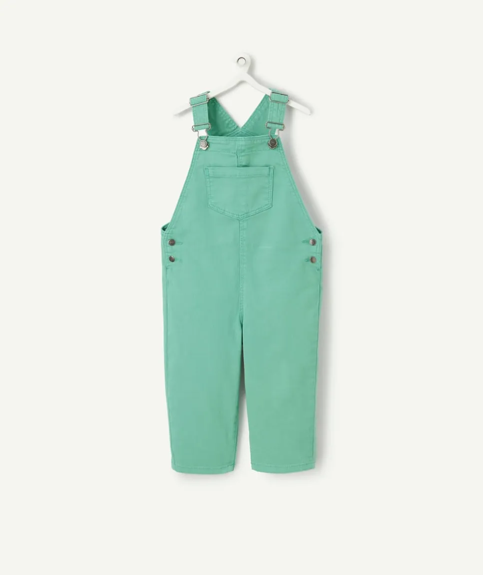 Salopette bébé garçon en fibres recyclées verte avec patch messages