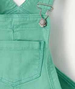 Salopette bébé garçon en fibres recyclées verte avec patch messages