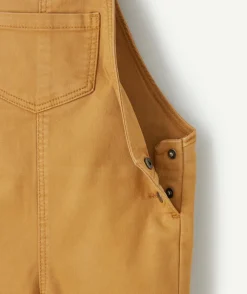 Salopette bébé garçon marron à bretelles avec poche et patch