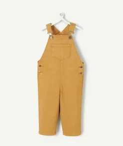 Salopette bébé garçon marron à bretelles avec poche et patch
