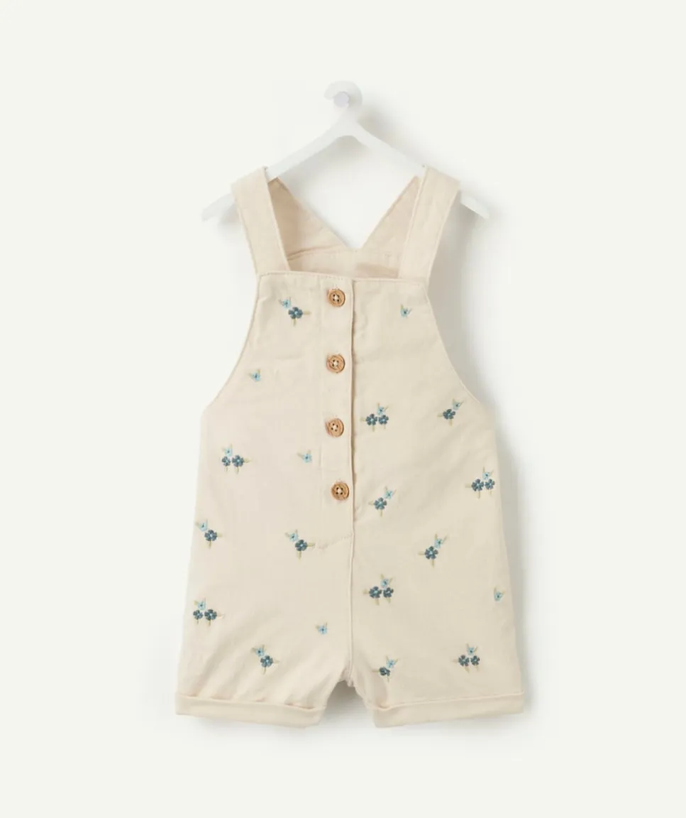 Salopette courte bébé fille écru imprimé fleurs