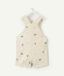 Salopette courte bébé fille écru imprimé fleurs