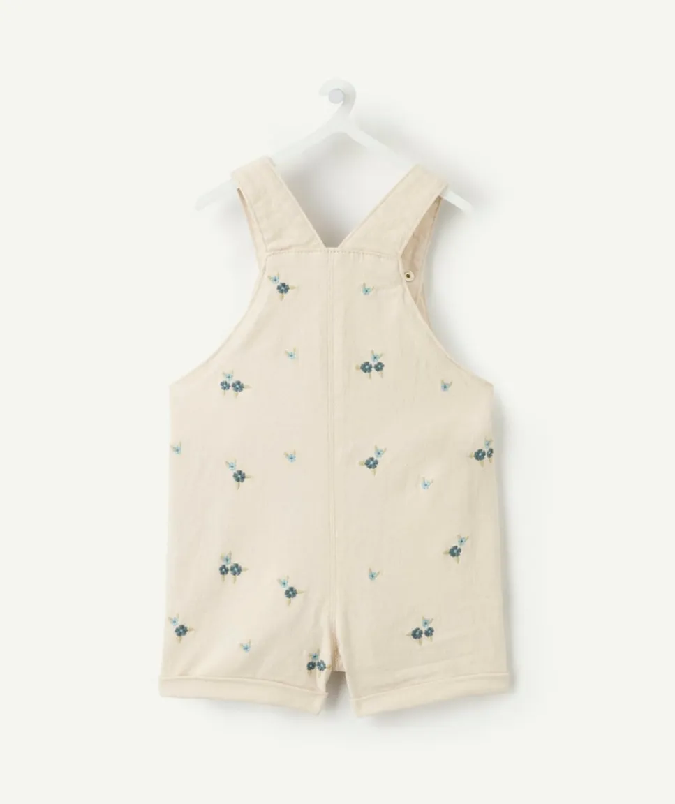 Salopette courte bébé fille écru imprimé fleurs