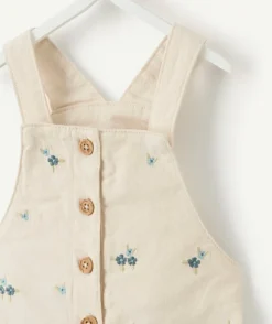 Salopette courte bébé fille écru imprimé fleurs