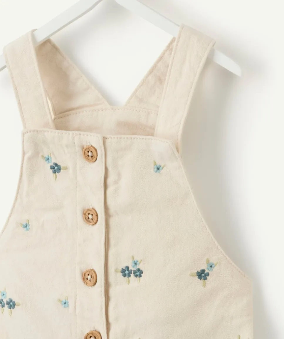 Salopette courte bébé fille écru imprimé fleurs