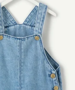 Salopette courte bébé fille denim bleu
