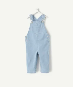 Salopette en denim bébé garçon bleu à rayures