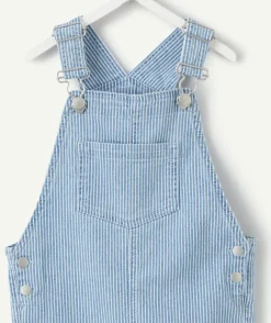 Salopette en denim bébé garçon bleu à rayures