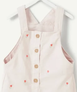 Salopette en jean bébé fille coton rose imprimée