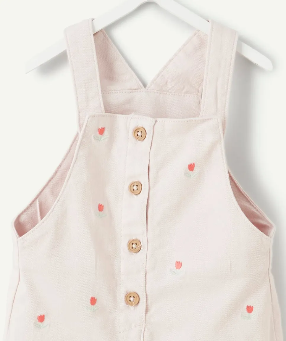 Salopette en jean bébé fille coton rose imprimée