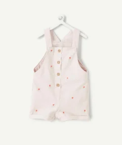 Salopette en jean bébé fille coton rose imprimée