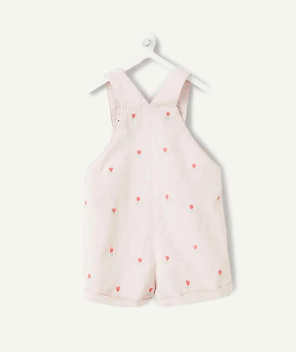 Salopette en jean bébé fille coton rose imprimée