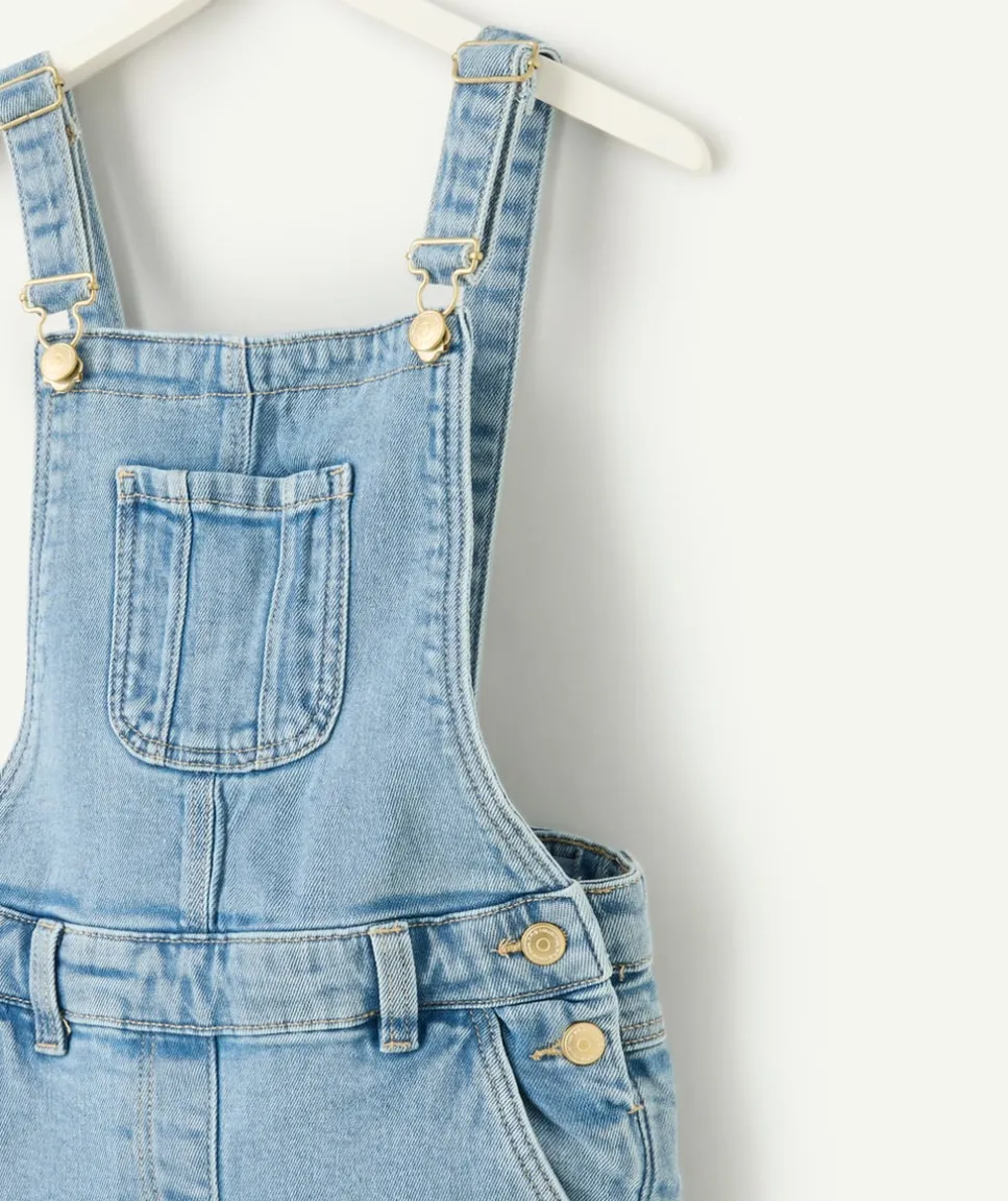 Salopette longue à jambes évasées en denim bleu clair pour fille