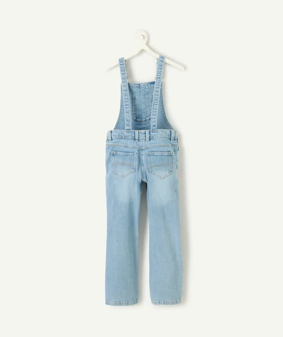 Salopette longue à jambes évasées en denim bleu clair pour fille