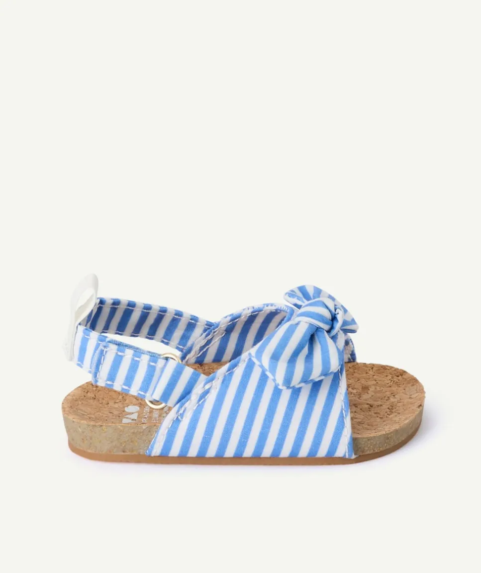 Sandales bébé fille rayures bleu à scratch