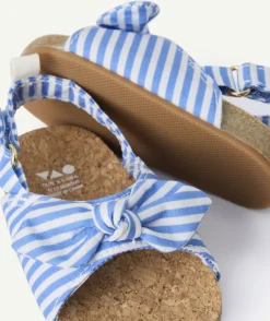 Sandales bébé fille rayures bleu à scratch