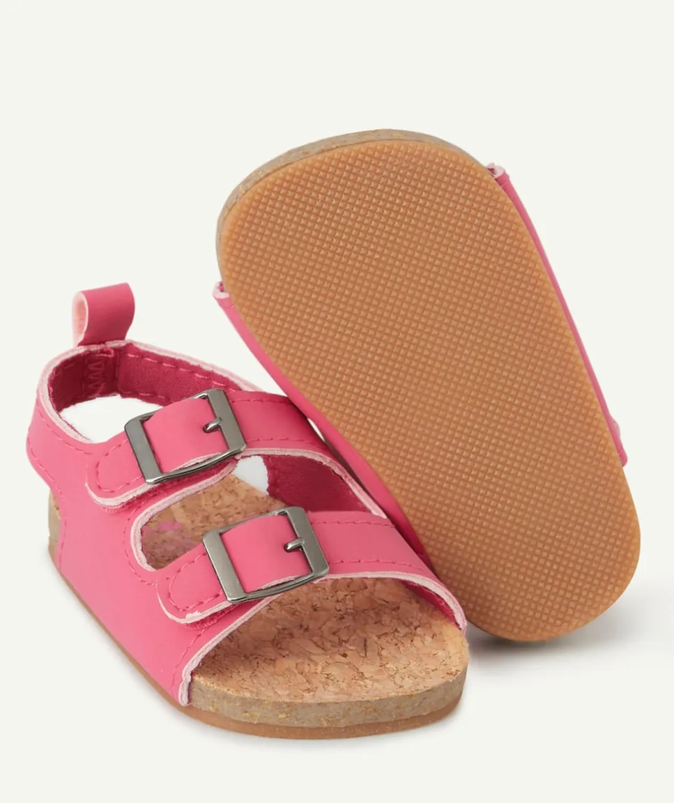 Sandales bébé fille à scratch roses