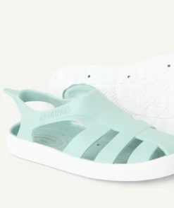 Sandales bébé fille vert menthe souple pour la plage