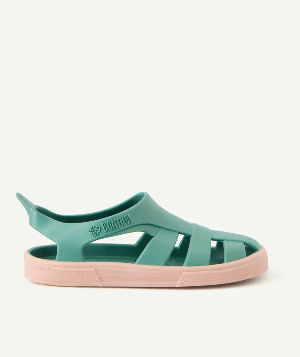 Sandales bébé fille vert souple pour la plage