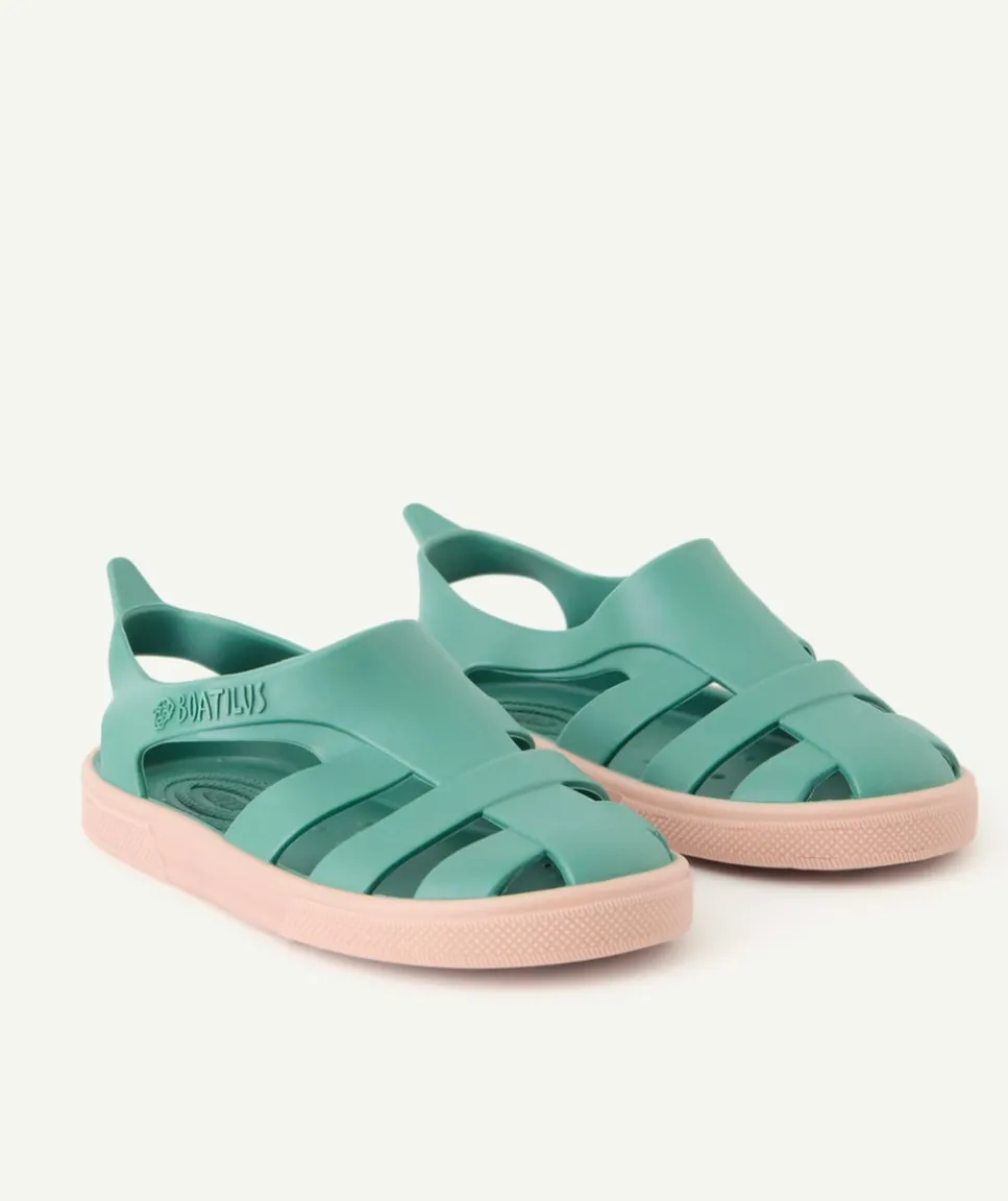 Sandales bébé fille vert souple pour la plage