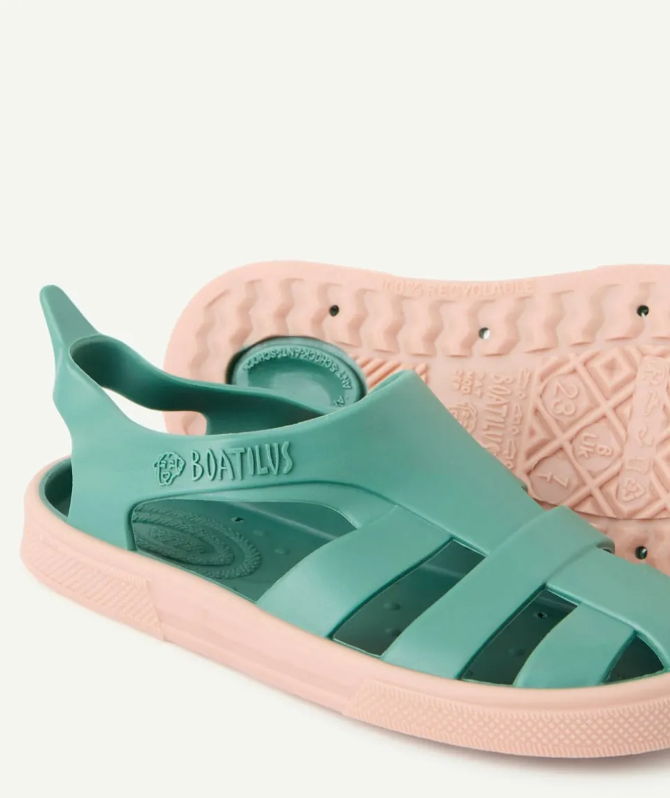 Sandales bébé fille vert souple pour la plage