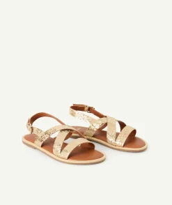 Sandales fille dorée imprimé léopard