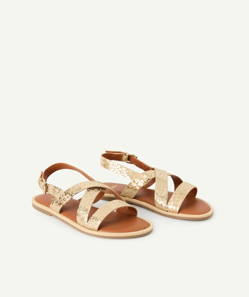 Sandales fille dorée imprimé léopard
