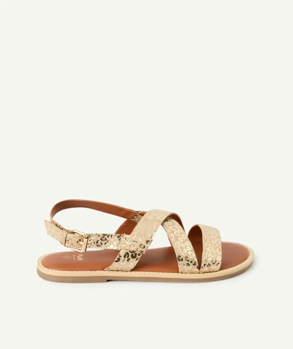 Sandales fille dorée imprimé léopard