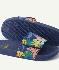 Sandales garçon imprimé tropical bleu