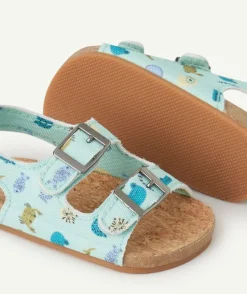 Sandales ouvertes bébé garçon à scratch vertes imprimé croco