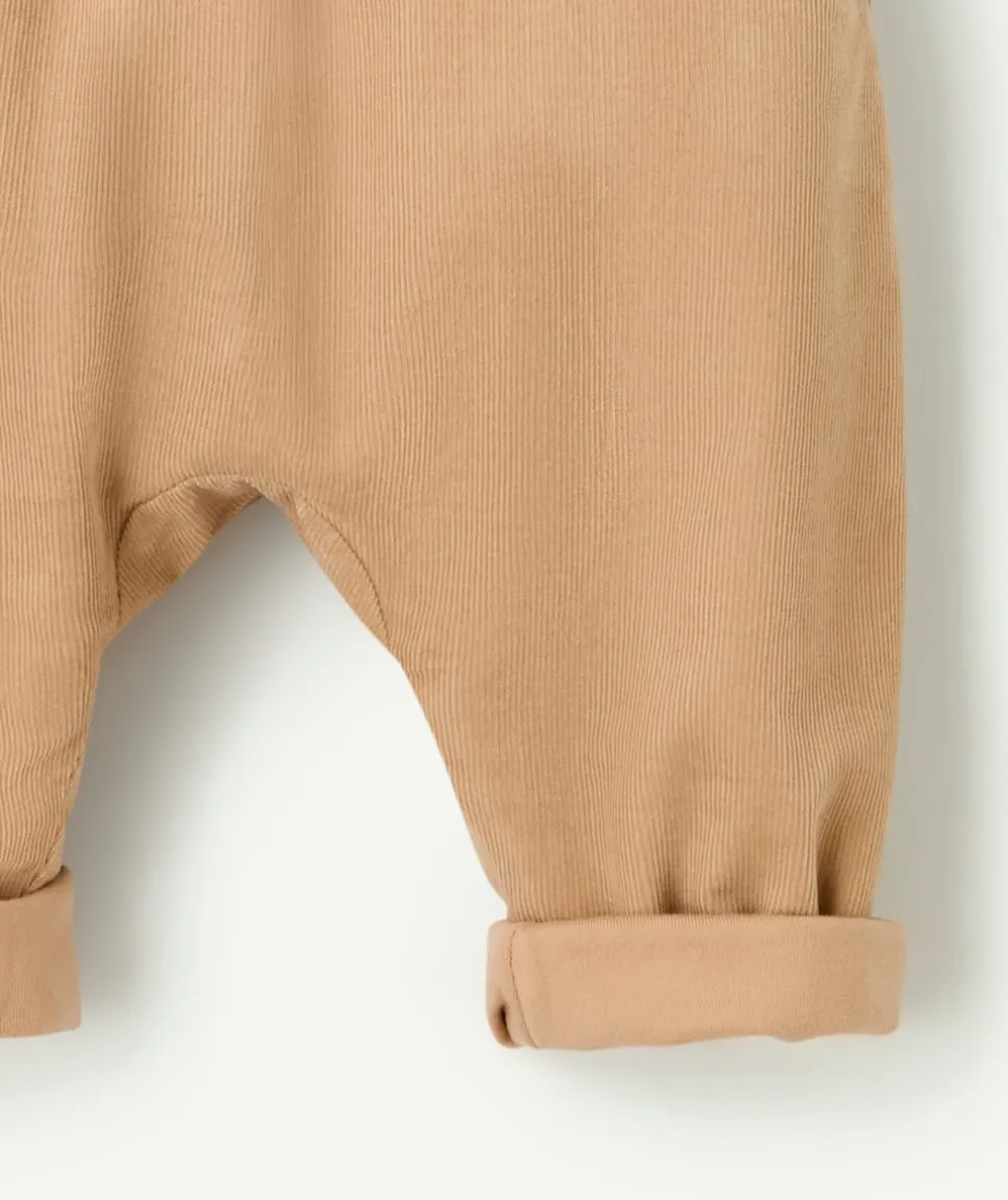 Sarouel naissance garçon en coton beige