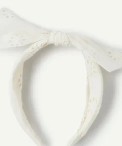 Serre-tête fille coton broderie anglaise blanc