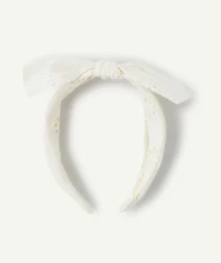 Serre-tête fille coton broderie anglaise blanc
