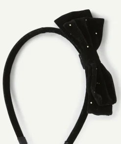 Serre-tête fille noir avec nœud en velours