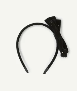 Serre-tête fille noir avec nœud en velours