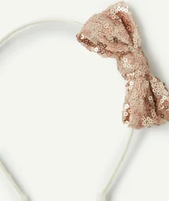 Serre-tête fille à nœud pailleté rose