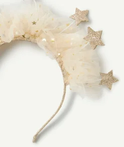 Serre-tête fille tulle étoiles couleur dorée