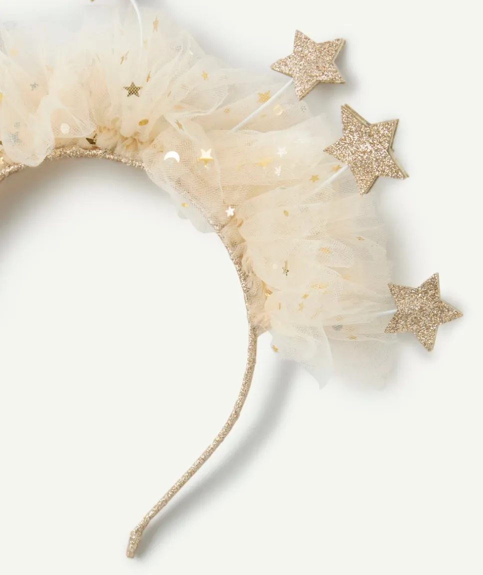 Serre-tête fille tulle étoiles couleur dorée