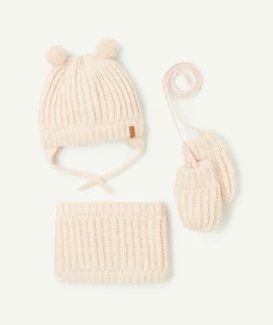 Set tricot bébé fille en fibres recyclées roses petites oreilles