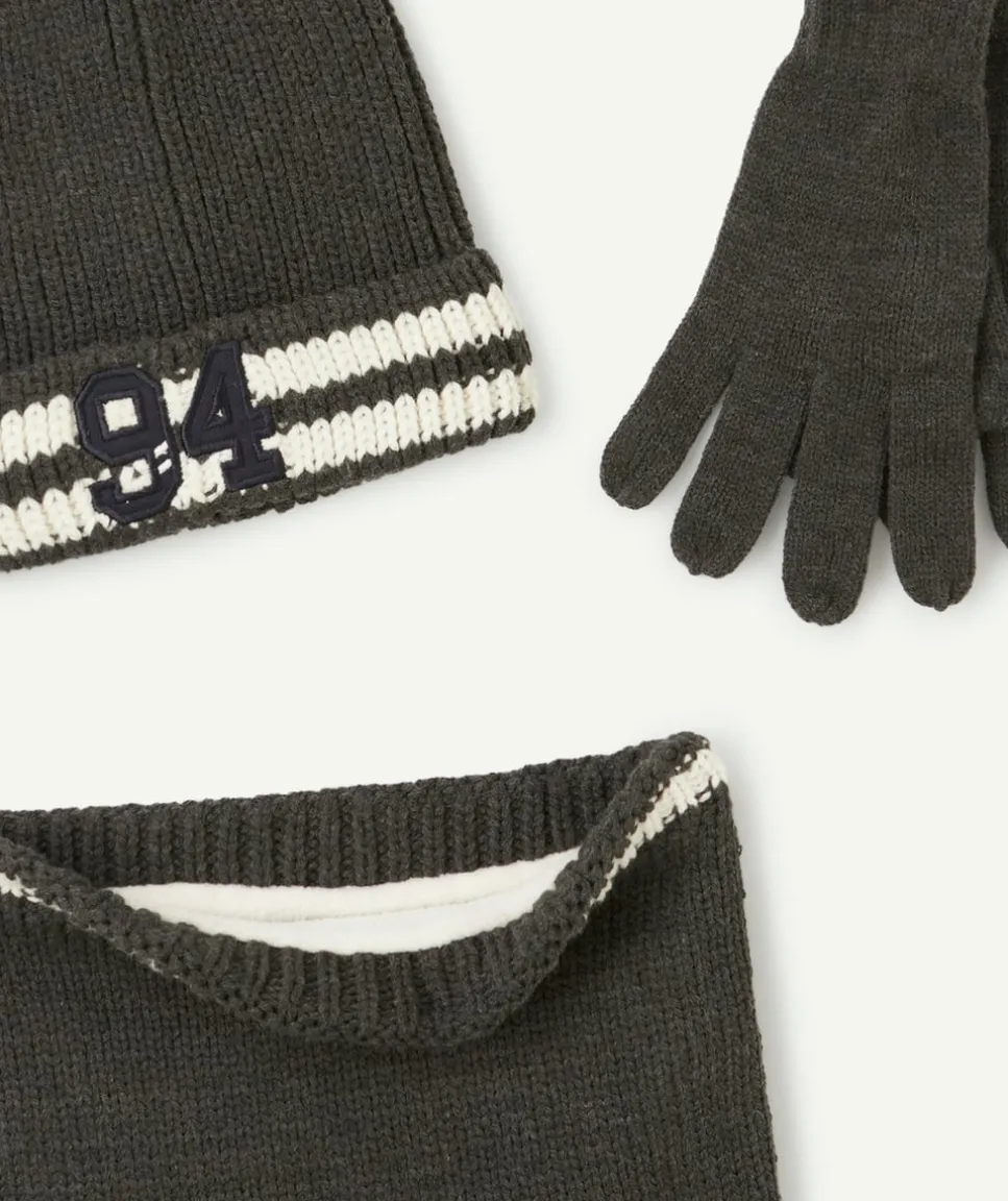 Set tricot garçon gris foncé et blanc