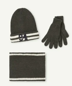 Set tricot garçon gris foncé et blanc