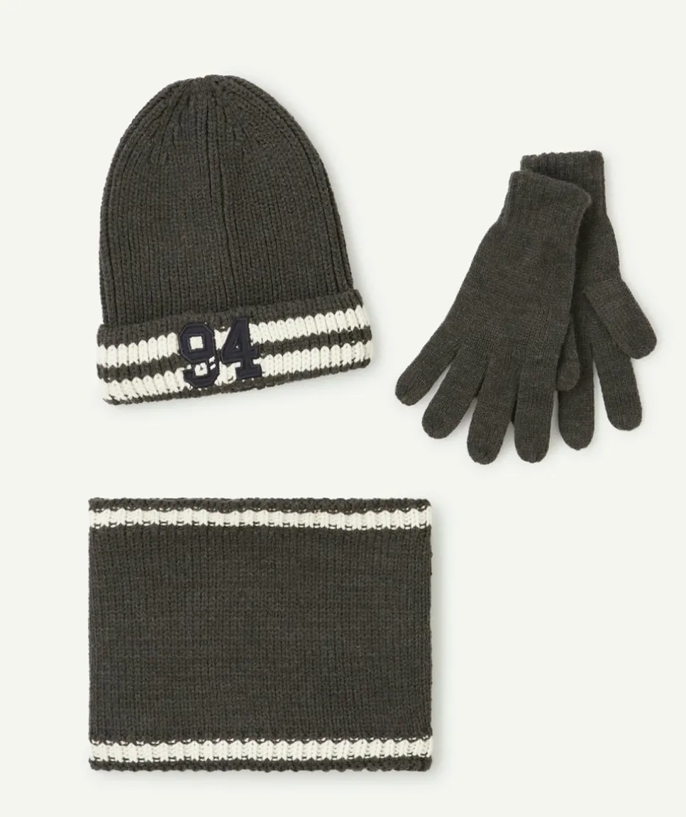 Set tricot garçon gris foncé et blanc