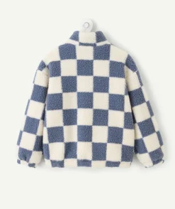 Sherpa garçon bleu zippé à carreaux