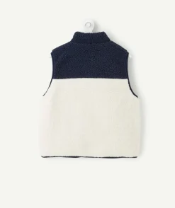 Sherpa sans manches garçon réversible colorblock zippé