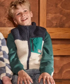 Sherpa sans manches garçon réversible colorblock zippé