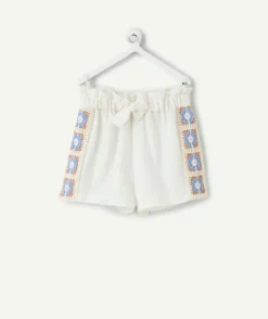 Short bébé fille blanc brodé