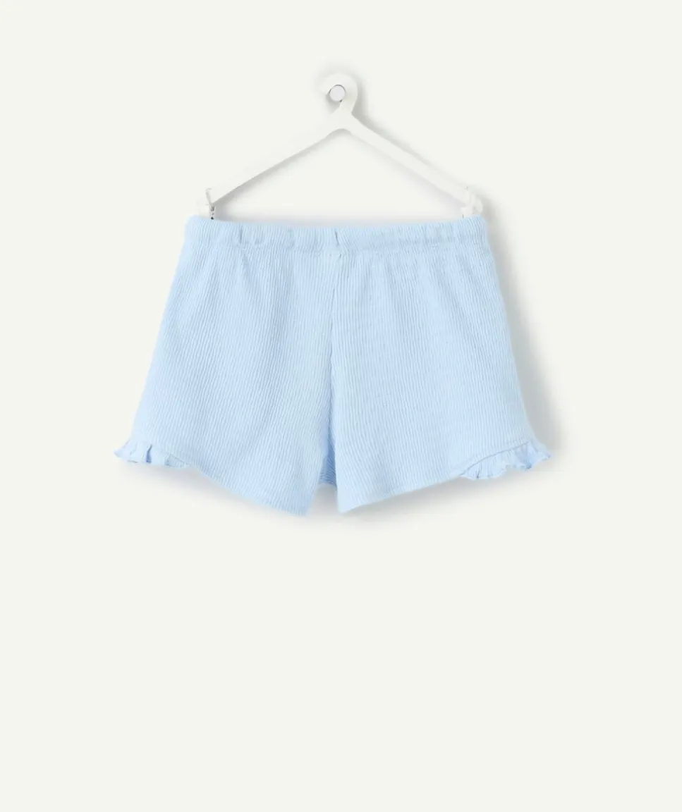 Short bébé fille bleu clair volanté